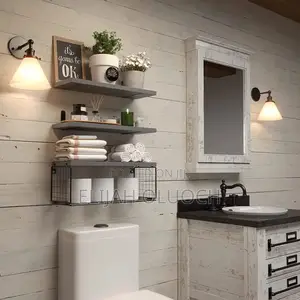 Solid Pine Wood Bathroom Floating Shelves