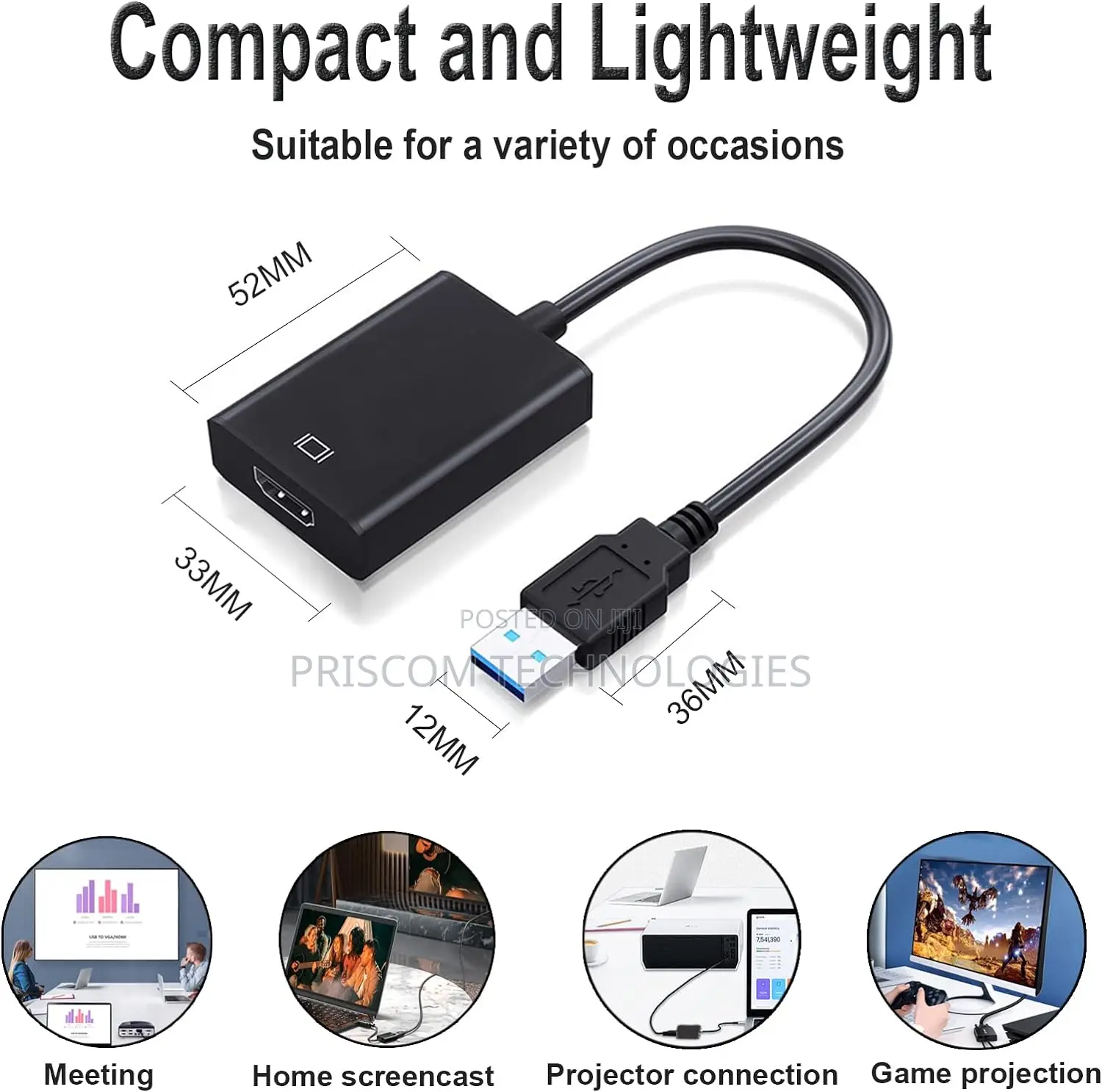 USB to HDMI Adapter USB 3.0/2.0 to HDMI 1080P Cable Converte