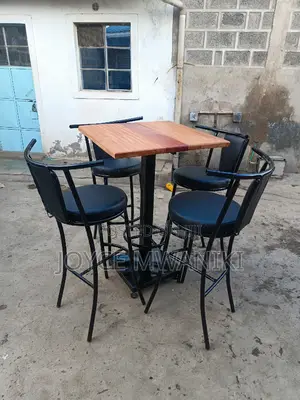 Restaurant Set With High Chairs and Mahogany Table 