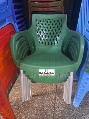 Jungle Green Plastic Chairs With Metal Tubing