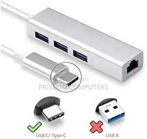 USB-C/Type C to 3 Ports a 3.0 With MBPS Gigabit Network Adap