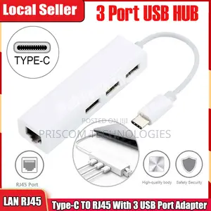 USB-C/Type C to 3 Ports a 3.0 With Gigabit Network Adapter