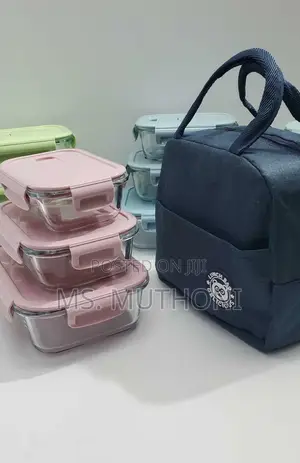 Glass Snack/Lunch Box With Lunch Bag