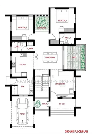 Architectural Drawing Services | 3 Bedroom Floor Plan