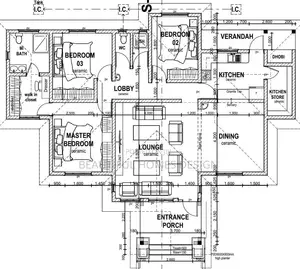 Architectural Drawing Services | 3 Bedroom Floor Plan