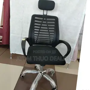 Black Secretary Mesh Office Chair With Headrest
