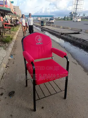 Church Chair, Red With Logo and Armrest.