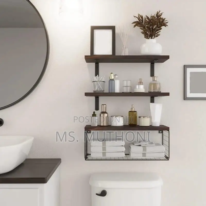 40 Cm Solid Pine Wood Bathroom Floating Shelves