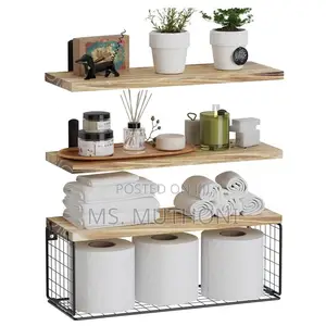 40 Cm Solid Pine Wood Bathroom Floating Shelves