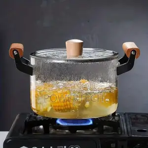 4ltrs Borosilicate Clear Glass Heat Resistant Cooking Pot