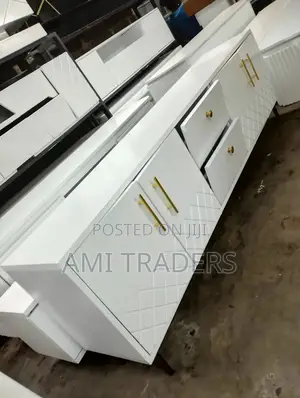 White Tv Stand With Golden Stands