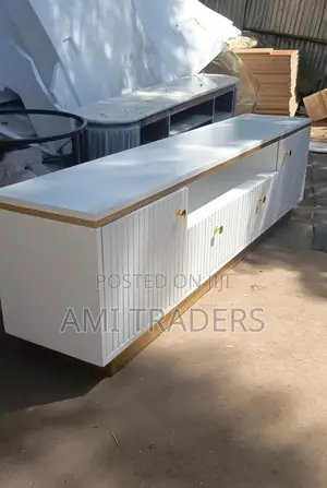 White Golden Tv Stand (6 Ft Long)