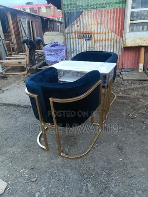 Manicure Set, Black Velvet Seats and Manicure Marble Table.
