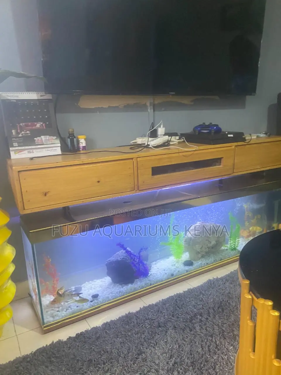 Sleek Tv Stand Aquarium Gold