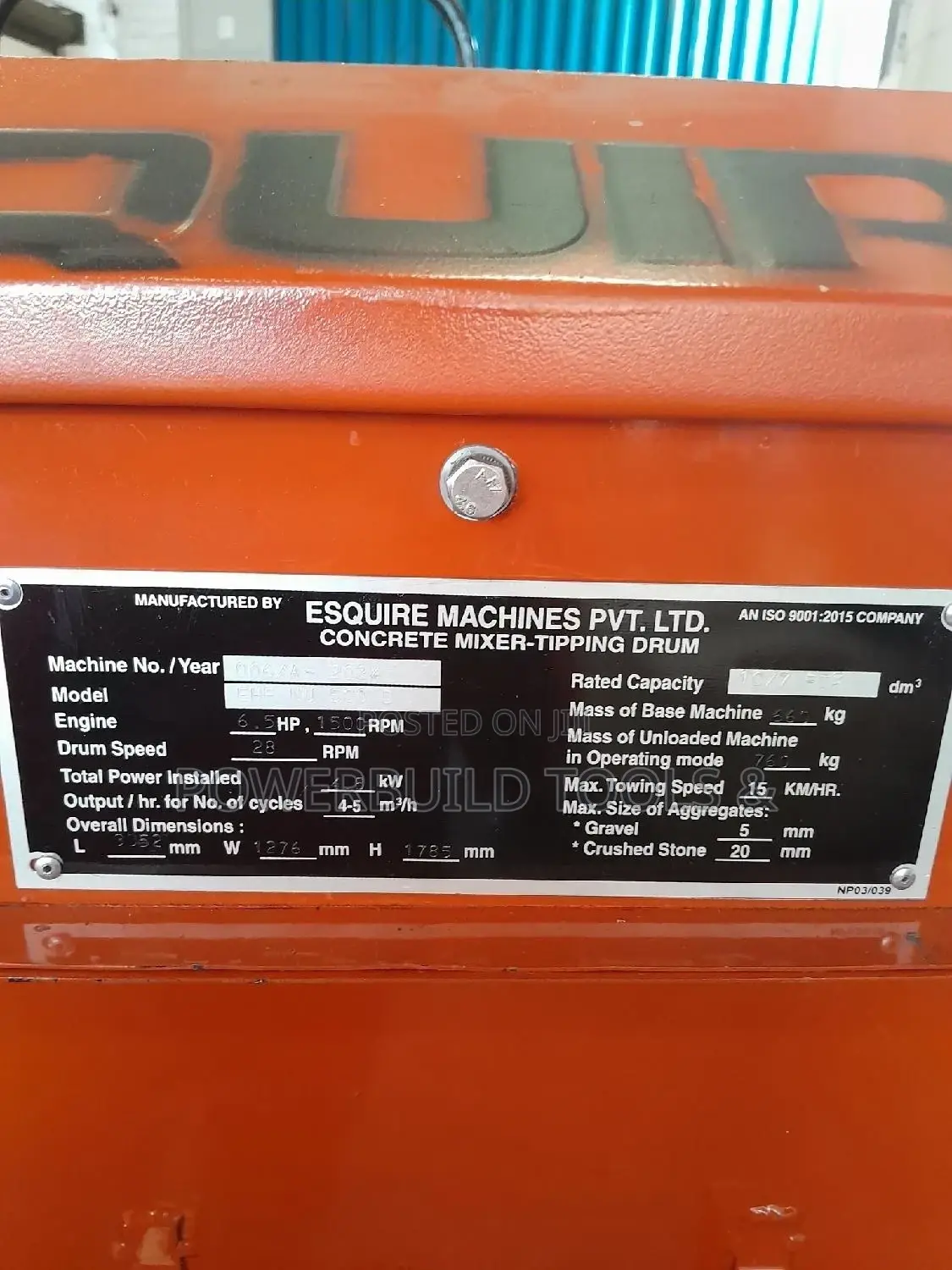 Esquire Indian 500L Concrete Mixer