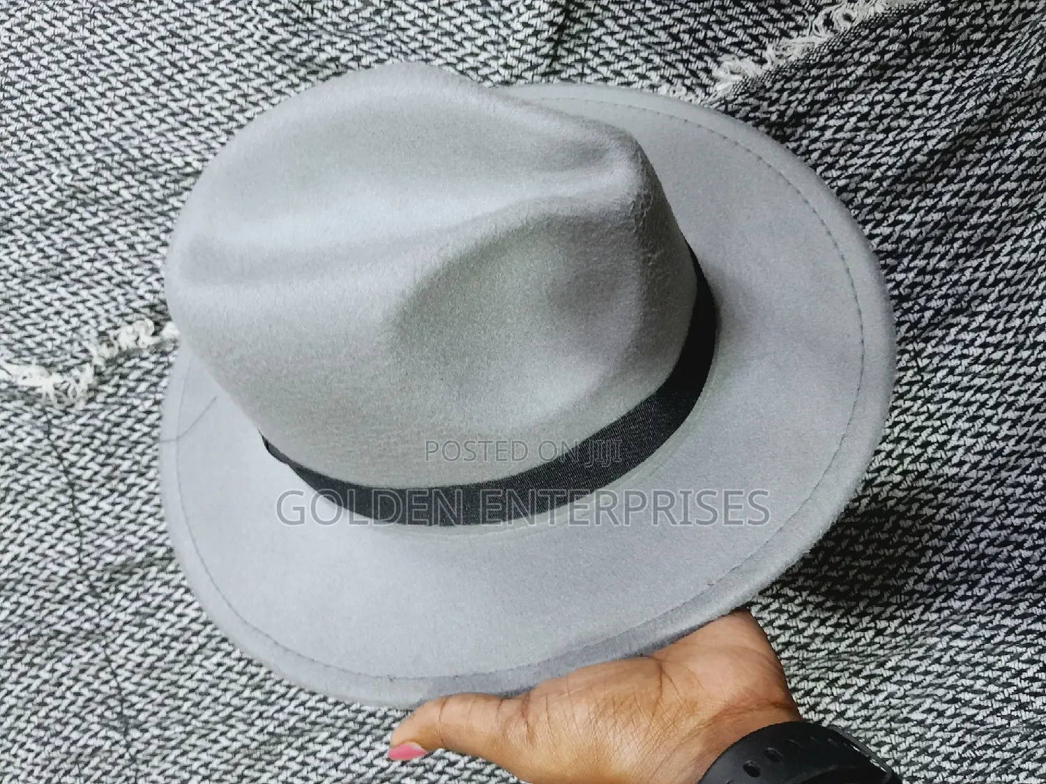 Grey Wide Brim Fedora Hat