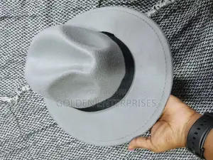 Grey Wide Brim Fedora Hat