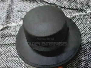 Black Flat Top Fedora Hat