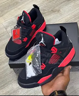Air Jordan 4 Unisex Sneakers Red in Color