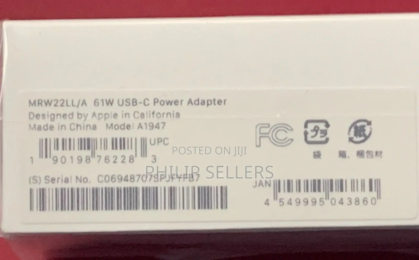 New Genuine Apple Macbook PRO Usb-C Power Adapter 61W