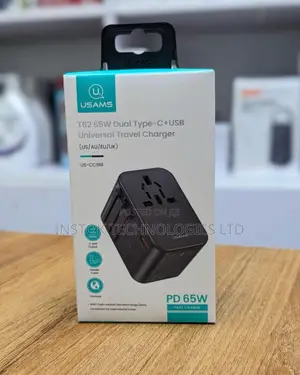USAMS T62 Universal Travel Adapter 65W Dual USB Type-C