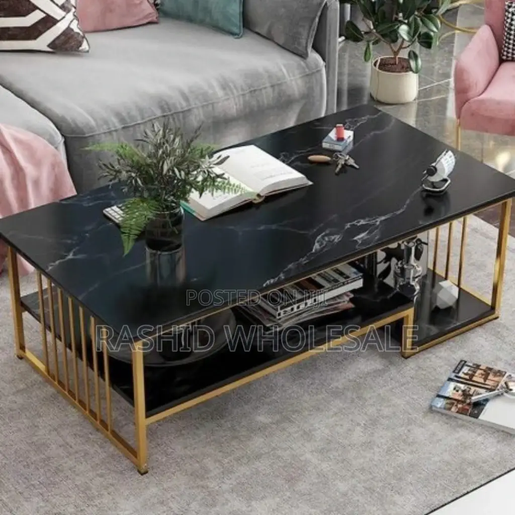 Modern Marble Effect Coffee Table Black