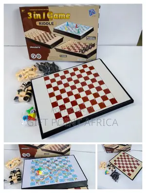 3 in 1 Chess, Draught and Snake Ladder Boards Games