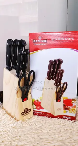 Rashnik PCS Stainless Steel Knife Set With Wooden Stand