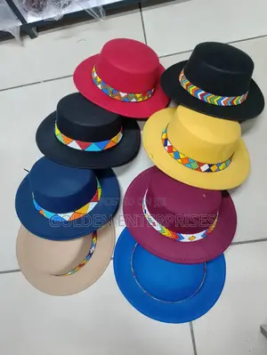 Fashionable Flat Top Beaded Fedora Hat