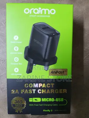 Oraimo Compact 2A Fast Charger. Micro USB