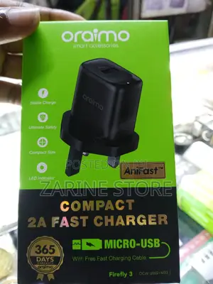 Oraimo Compact 2A Fast Charger. Micro USB
