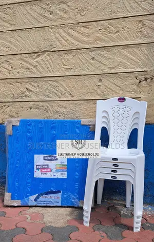Kenpoly Plastic Table and Armless Plastic Chairs Set
