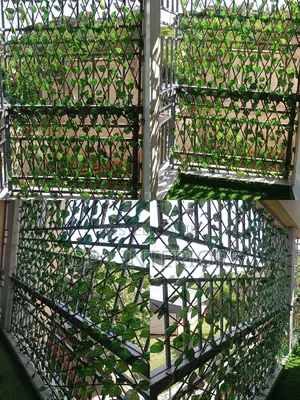 Wooden Mesh Artificial Dark Green Privacy Fence For Balcony