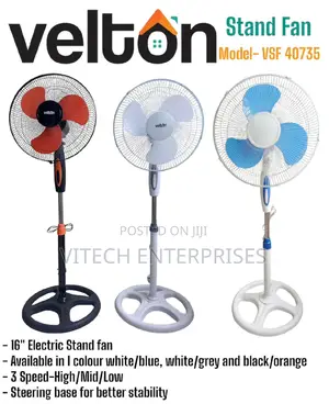 VELTON Standing Fan With Round Wide Stable Base
