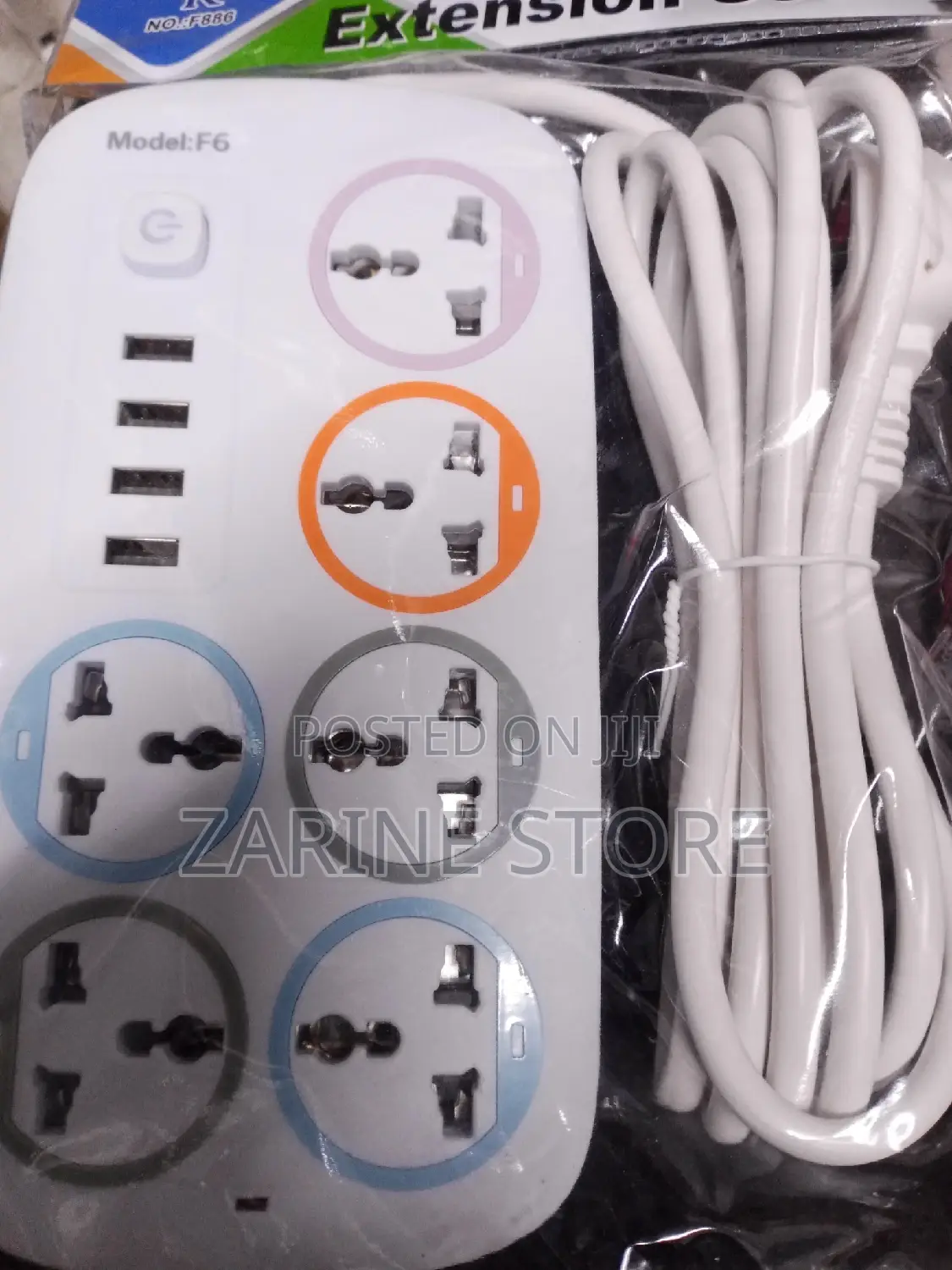 Power Extension Socket 3metres Long, 6ways, 4 USB Port