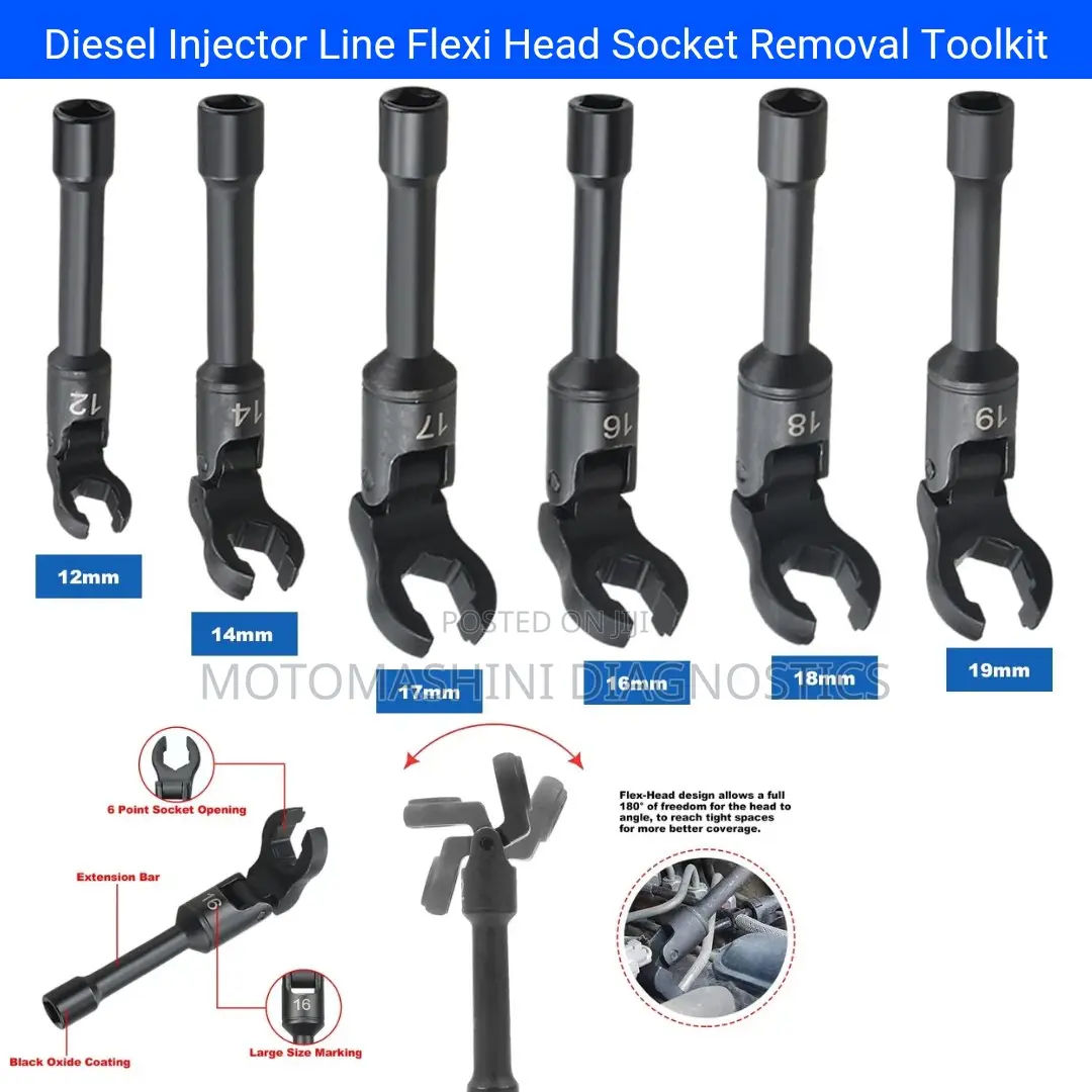 Diesel Engine Injector Line Flexi Head Socket Toolkit