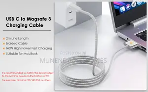 USB C to Magsafe 3 Cable 2m Braided LED Charging Indicator