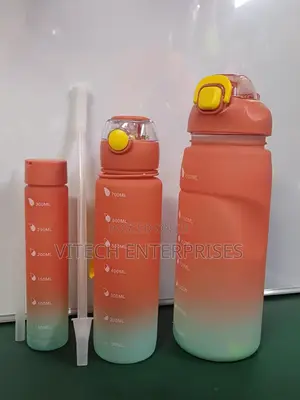 3 In 1 Motivational Water Bottle With Stamp And Straw