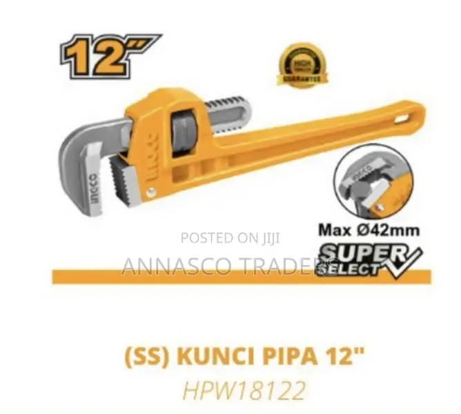 INGCO HPW18122 STRONG Pipe Wrench "Size:12""