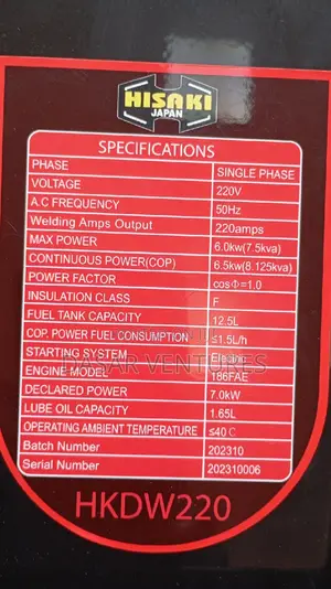 Hisaki Welding Generator 8kva - 220amps