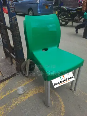 Safaricom Green Armless Plastic Chair With Metal Legs