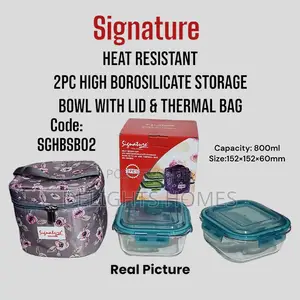 2pcs Glass Storage Bowl With Lid and Thermal Bag