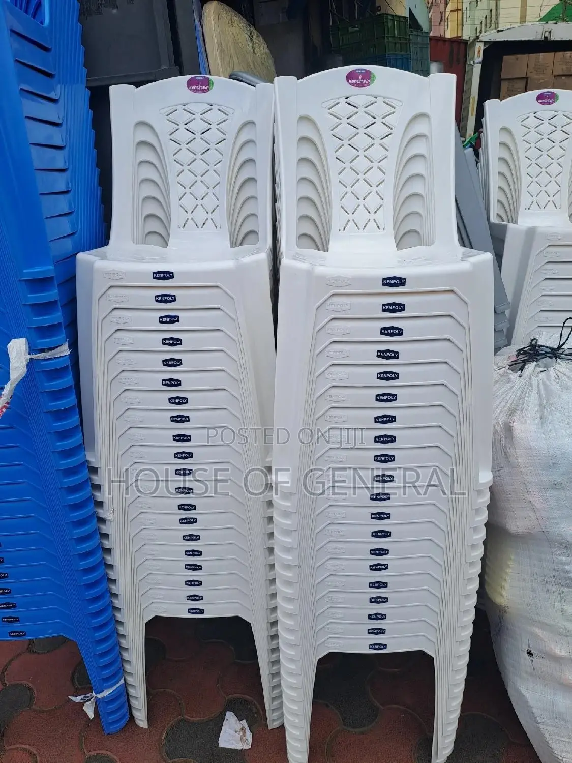 White Kenpoly Armless Plastic Chair