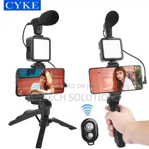 Selfie Stick Stand Microphone Lighting Tripod Vedio Kit.