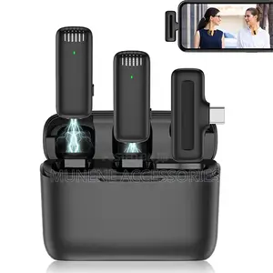 2mic USB TYPE C Wireless Lavalier Microphone Charging Case