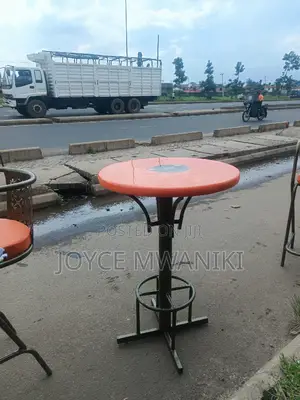 Powder Coated Restaurant Marble High Table, Orange 