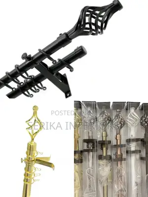 Black 2m Double Curtain Rods Curtain Rods Curtain Rods