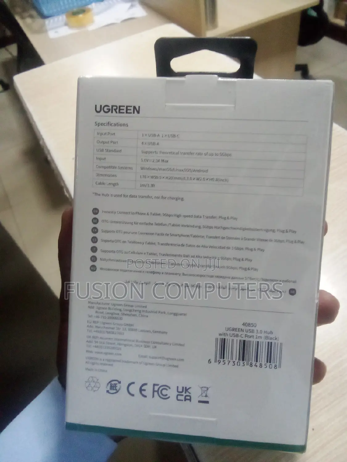 UGREEN 4-Port USB3.0 Hub USB-C USB-A 2-in-1 Interface 1M