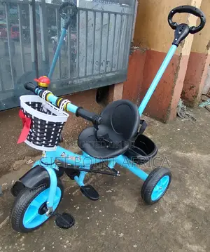 Push Handle Kids Triacycle Blue in Color