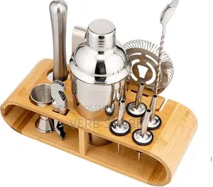 Premium Cocktail Shaker Set( Comes With a Bamboo